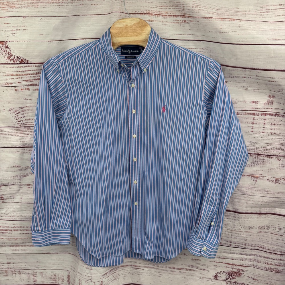 Ralph Lauren Shirt Mens XL Classic Fit‎ Striped Button Down Shirt Casual Preppy - Picture 2 of 8